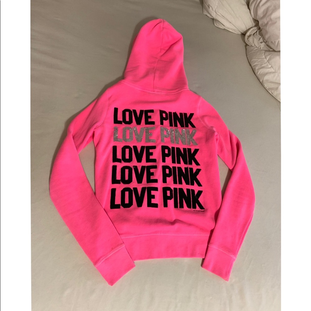 Sequin Victoria secret PINK classic zip up hoodie